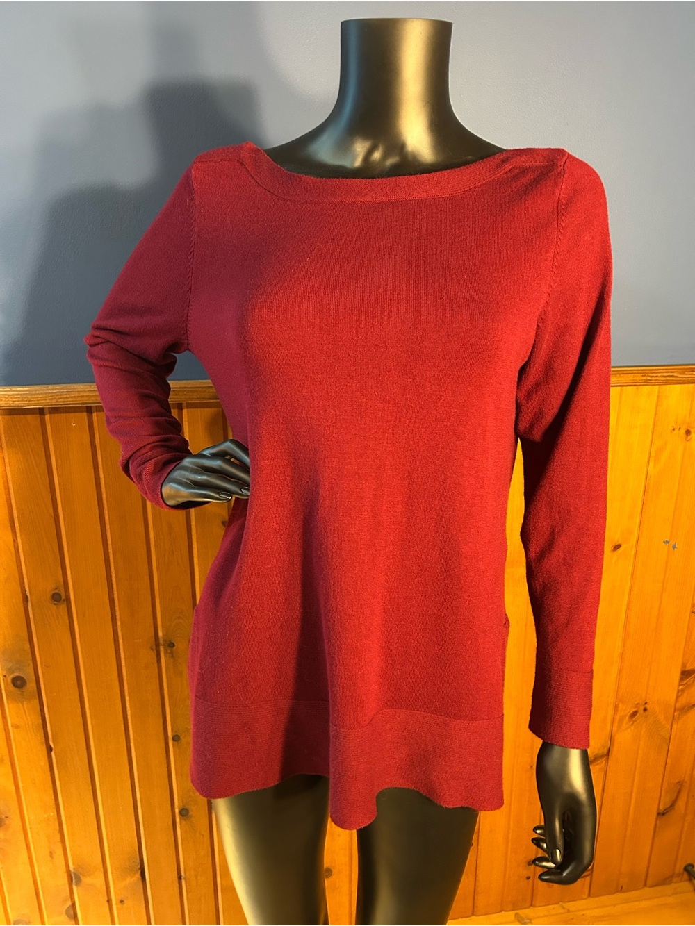 Laura Cozy Burgundy Long Sleeve Knit Top